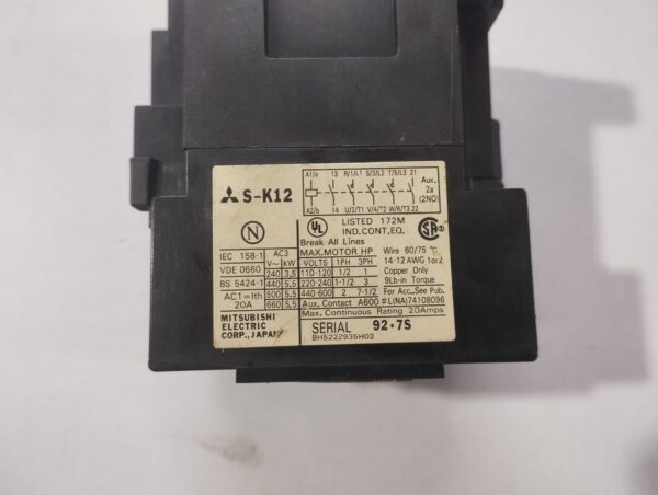 Mitsubishi S-K12 Magnetic Contactor - Image 3