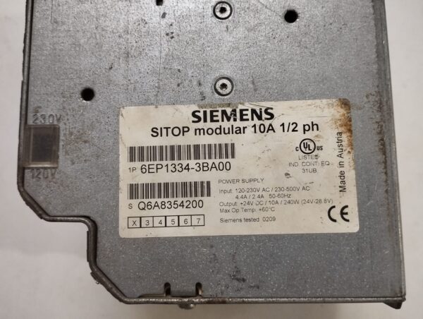 Siemens 6ep1 334-3ba00 Sitop Modular 10a 1/2 Ph Power Supply - Image 3