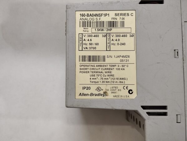 Allen-Bradley 160-Ba04nsf1p1 Speed Controller - Image 3